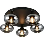 Reality Plafondlamp Divina, dimbaar, alu / grijs / zink, Woon-/ Eetkamer, Glas, Modern, plafondlamp