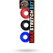 Kiotos Max-Stretch - rekbare penisringen set (zwart/rood/blauw)