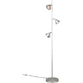 TRIO LED-vloerlamp Romeo, dimbaar, alu / grijs / zink, Woon-/ Eetkamer, metaal, Modern, LED vloerlamp