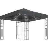 Syfax Prieel met LED-lichtslinger 3x3 m stof antracietkleurig