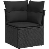 vidaXL 7-delige tuinmeubelset met kussens, zwart, polyrotan