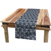 Abakuhaus geometrische tafelloper – 40x225 cm – antraciet/donkerblauw