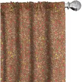 Abakuhaus – Retro Cirkel Voorhangen – 2x75x175 cm – Microfaser – Rood/Abrikoos