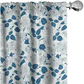 Abakuhaus – Bloemen Gordijnen Set 2x75x175 cm – Microfaser – Halverdonker – Petrolblauw & Mandelgroen