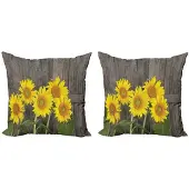 Abakuhaus Zonnebloem Kussenslopen Set – 2x45x45 cm, dubbelzijdig bedrukt, met rits