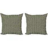 Abakuhaus Geometrisch Kussenhoes Set – 2x40x40 cm – Mikrofaser – Charcoal Geel