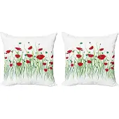Abakuhaus Papaver kussenhoezen set van 2x40x40 cm – dubbelzijdig bedrukt – microvezel