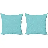 Abakuhaus Turkoois-Wit Kussenhoes Set 2x50x50 cm – Dubbelzijdig bedrukt, rits