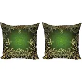 Abakuhaus Mandala Kussenhoes Set – 2x45 cm – Mikrofaser Groen