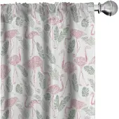 Abakuhaus Flamingo – gordijnen – 2-delige set 75x175 cm – pauwengroen-roze