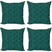 Abakuhaus Turquoise Kussenhoezen Set 4×50×50 cm – Dubbelzijdig bedrukt