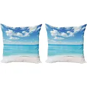 Abakuhaus Tropische kussenhoes – 2-pack 60x60 cm – Sky Blue Aqua