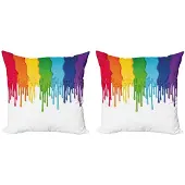 Abakuhaus Abstrakt Kussenhoezen Set – 2×50×50 cm – Dubbelzijdig bedrukt – Regenboog