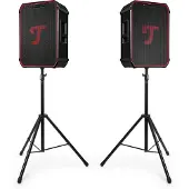 Teufel ROCKSTER NEO stereo set + K&M speakerstatieven Bluetooth Zwart