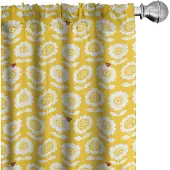 Abakuhaus Bloemen gordijnen – 2x75x245 cm – microvezel – vermiljoen geel