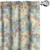 Abakuhaus Shabby Flora – Voorhangen 2x75x245 cm – Mikrofaser, Halverdonkling – Babyblauw