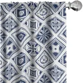 Abakuhaus Gordijnen – 2x75x245 cm – microvezel, donkerblauw/wit