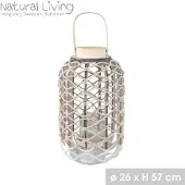 Natural Living "" LANTAARN ARIA IN GEVLOCHTEN MAÏS MET GLAZEN KAARSHOUDER D26xH57CM
