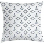Abakuhaus Anker-Kussenhoes – Retro maritiem ontwerp – 45x45 cm – Marineblauw/Wit