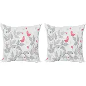 Abakuhaus Rosa–Grijs Kussenhoezen Set 2x40x40–Dubbelzijdig Digitaaldruk–Rits