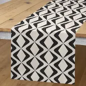 Abakuhaus abstract-surreële tafelloper – 40×180 cm – ivoor/antraciet