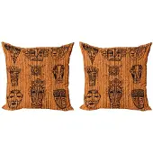 Abakuhaus Afrikaanse Kussenhoes – 2x60x60 cm – Dubbelzijdig bedrukt – Zwart/Bruin
