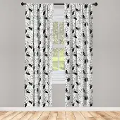 Abakuhaus Bulldog raamgordijnen – Doodle Faces – 2-delige 75x225 cm – Lichtgrijs