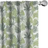 Abakuhaus Botanische gordijnen – 2x75x175 cm – pistachegroen/wit – microvezel