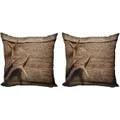 Abakuhaus Gewei Kussenhoes Set – 2x45x45 cm – Umbrabraun, Dubbelzijdig Bedrukt