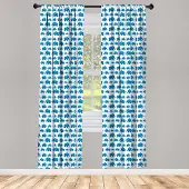 Abakuhaus olifant – gordijnen – 2x75x175 cm – blauw-wit