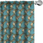 Abakuhaus – Gordijnen 2x75x225 cm – Vispatroon – Donker Turkoois
