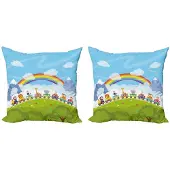 Abakuhaus kussenhoes set 2x40x40 cm – Cartoon treinwagon – dubbelzijdig