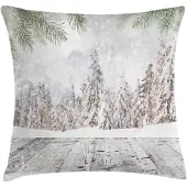 Abakuhaus winterkussenhoes – dubbelzijdig bedrukt – 45 × 45 cm – wit/beige/groen