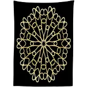 Abakuhaus Mandala Tafellaken – 140 x 170 cm – satijn, donker mosterdkleur