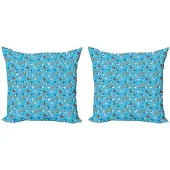 Abakuhaus Hai Kussenhoezen Set – 2x 40x40 – Digitaaldruk – Blauw/Oranje