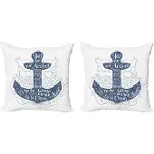 Abakuhaus 2-delige set anker kussenhoes – Doodle Marine – 50x50 cm blauw