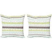 Abakuhaus Kussenhoes – 50x50 cm – 2-delige set – Dubbelzijdig bedrukt – Geel Groen Mint