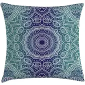 Abakuhaus Mandala-kussenhoes – Ombre Tribe – 45x45 cm – Teal/Lila, Rits