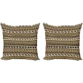 Abakuhaus Safari Kussenhoezen Set – 2x45x45 cm – Dubbelzijdig Digitaaldruk – Zwart Bruin