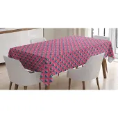 Abakuhaus Tafelkleed – Bloemen Retro jaren ’70 – 140x240 cm – Pastelroze en Blauw