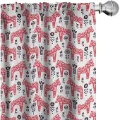 Abakuhaus – 2-delige gordijnset Dala-paard bloemen – microvezel – 75x245 cm