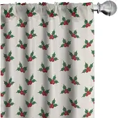 Abakuhaus Gordijnen – Hulstbessen – 2x75x225 cm – Mikrofaser – Halfverduisterend – Rood Groen Wit