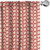 Abakuhaus Retro Voorhangen – 2x75x175 cm – microvezel, rood/creme
