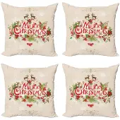 Abakuhaus – Kerst kussenhoes set 4x 50x50 cm – dubbelzijdig bedrukt, mikrofaser, tan