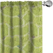 Abakuhaus Geometrische Voorhangen – 2x75x175 cm – Geel en Appelgroen Mikrofaser