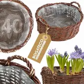 BOGATECO rieten bloempot | Handgemaakte wilgen bloempot plantenbak ronde rieten mand 40x40x16 cm