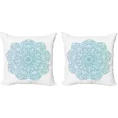 Abakuhaus Blauwe Mandala Kussenhoes Set – 2x40x40 cm – Dubbelzijdig bedrukt – Aqua