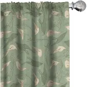 Abakuhaus Calla Bloemen Gordijnen – 2x75x175 cm – Crème Resedagroen