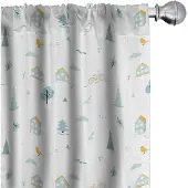 Abakuhaus Scandinavische voorhangen – 2x75x175 cm – microvezel – halfverduisterend – bleekblauw geel groen