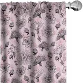 Abakuhaus Lineart Bloom gordijnen – 2x75x225 cm – babyroze & antraciet